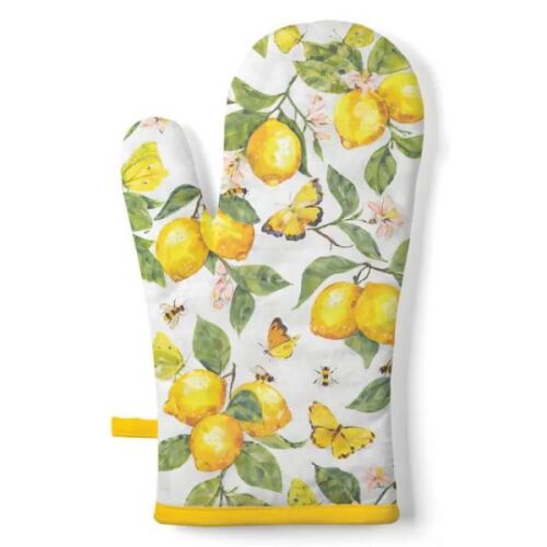 Citromos edényfogó kesztyű - Fresh Lemons fehér citrom mintás edényfogó kesztyű - Edényfogó kesztyű