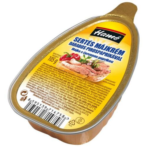 HAMÉ SERTÉSMÁJKRÉM  DARABOS PIROSPAPRIKÁVAL 105G 157497380 - Konzerv