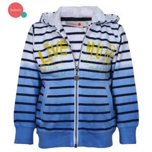 Boboli modrý a biely pruhovaný zipsový kapucňový sveter s nápisom "Live Music" pre malých chlapcov - Boboli