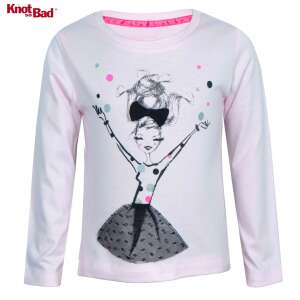 Tricou cu mânecă lungă Knot So Bad pentru fete, cu un imprimeu drăguț cu o fetiță, roz, 2-3 ani (98 cm) - Knot So Bad