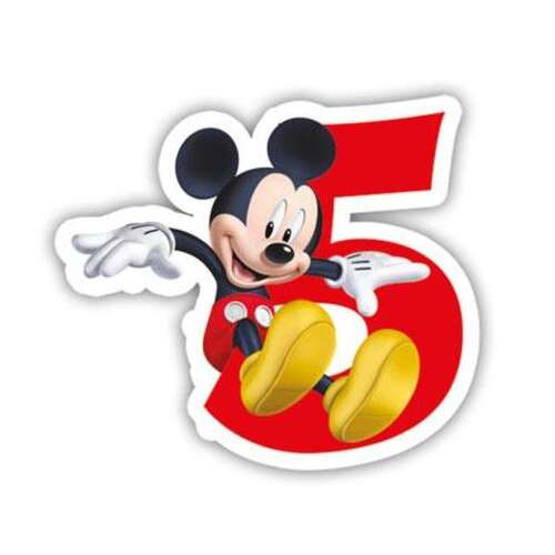 Disney Mickey Mouse świeczka na tort 5 urodzinowa