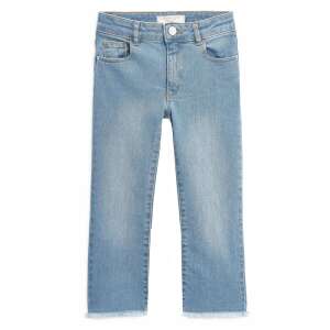 Blugi denim albastru deschis pentru fete, picior drept, cu franjuri la tiv, 7 ani (122 cm) - Next