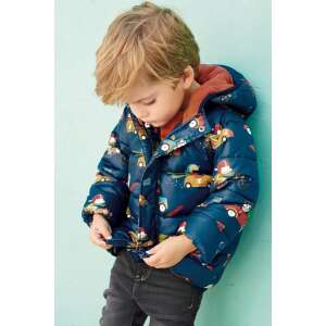 Синьо зимно яке с щампи с коли и животни за бебета момчета, 6-9 месеца, 74 cm, next - Next