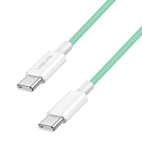 Logilink USB 2.0 Type-C kábel, C/M - C/M, 480 Mbps, 60W, nejlon, zöld, 1 m (CU0347) 157567760 - Logilink