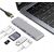 Ezüst Co2 7 az 1-ben USB-C Hub kábelekkel és SD kártyákkal MacBook közelében