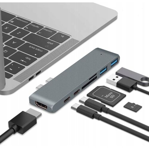 Co2 7 az 1-ben USB-C Hub MacBook Pro és Air eszközökhöz HDMI és Thunderbolt portokkal - USB átalakító
