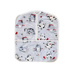 Szürke OVISZSÁK  CICA SULYZÓ  vicces macskás mintával, cipzárral zárható, két oldalsó zsebbel, óvodai és bölcsődei használatra - Ovis zsák