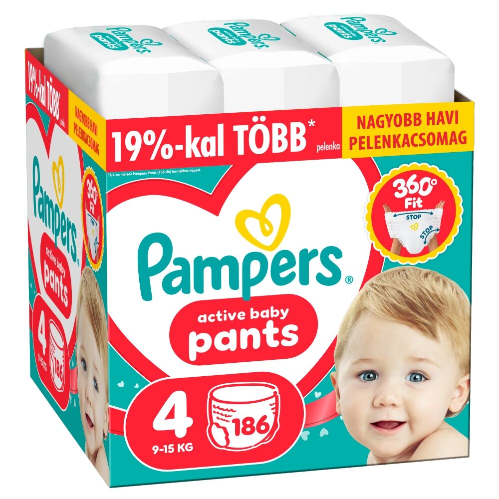 E-shop Pampers Active Baby Plenkové nohavičky 9-15kg Maxi 4 (186 ks)