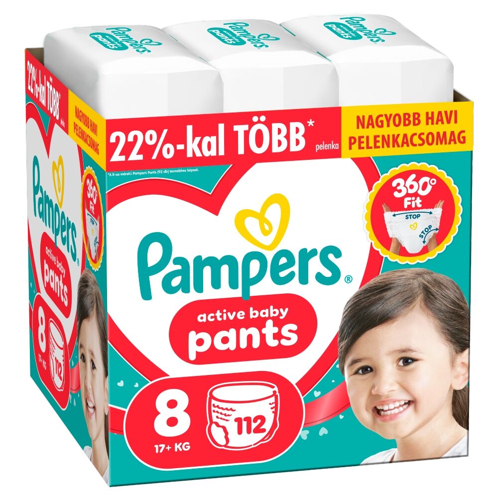 E-shop Pampers Active Baby Plenkové nohavičky 17kg+ XL 8 (112 ks)