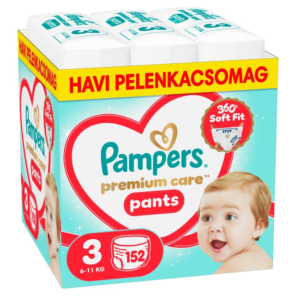 E-shop Pampers Premium Care Plenkové Nohavičky 6-11kg Midi 3 (152 ks)