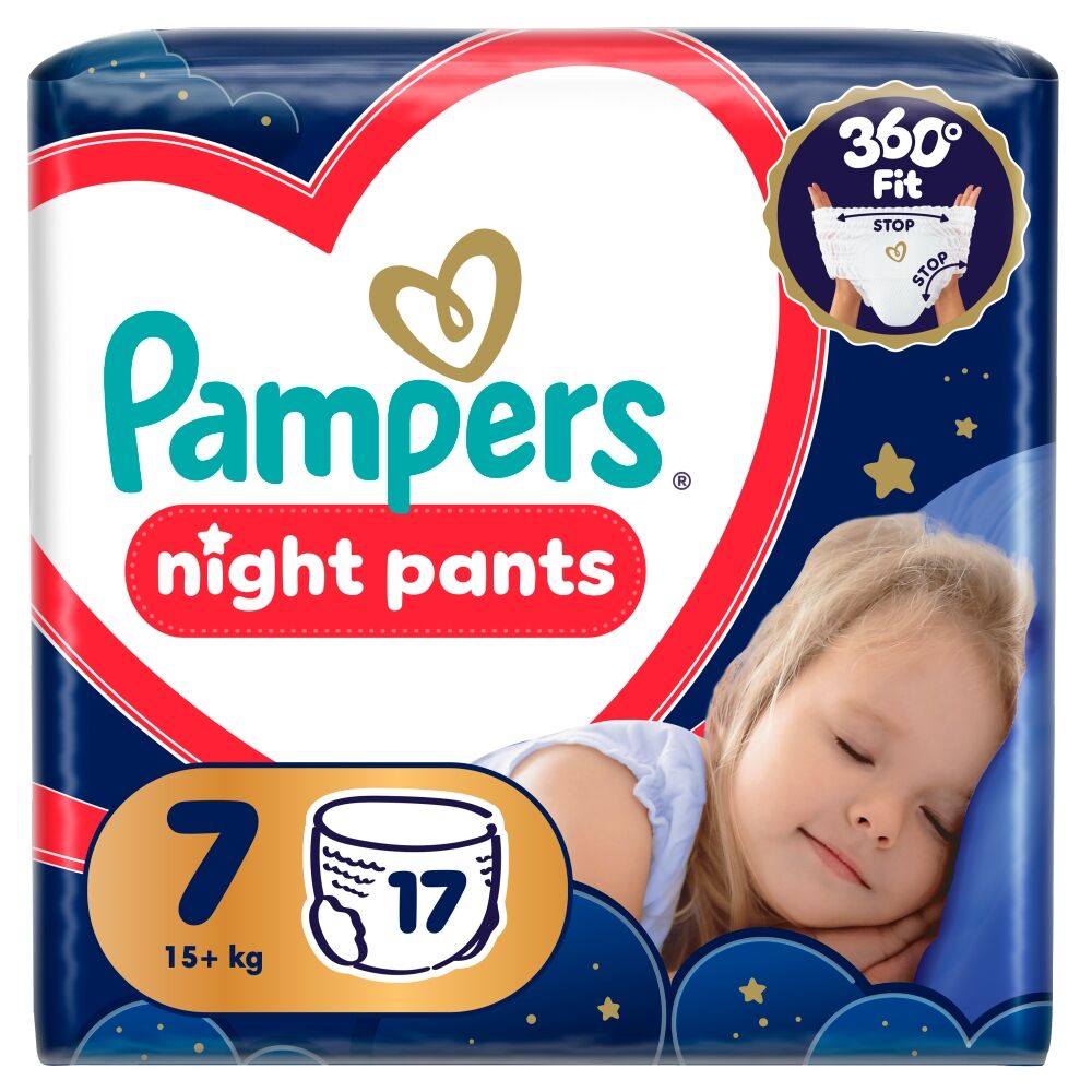 E-shop Pampers Night Plenkové nohavičky 15kg+ Junior 7 (17 ks)