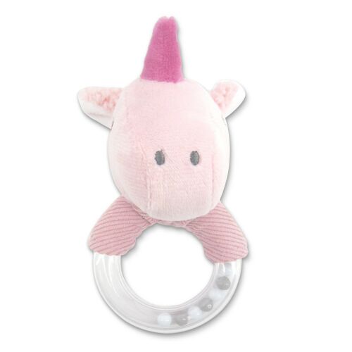 Lorelli Toys rózsaszín unikornis plüss csörgő karika, puha baba játék csecsemőknek - Csörgő