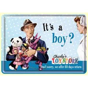 Retro It's a Boy? greeting card, vintage design, blue and white, perfect for baby shower or new baby announcement - Greeting Card, Invitation