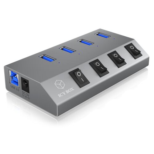 ICY BOX IB-HUB1405 USB 3.2 Gen 1 (3.1 Gen 1) Type-B 5000 Mbit/s Antracit 157686068 - RaidSonic