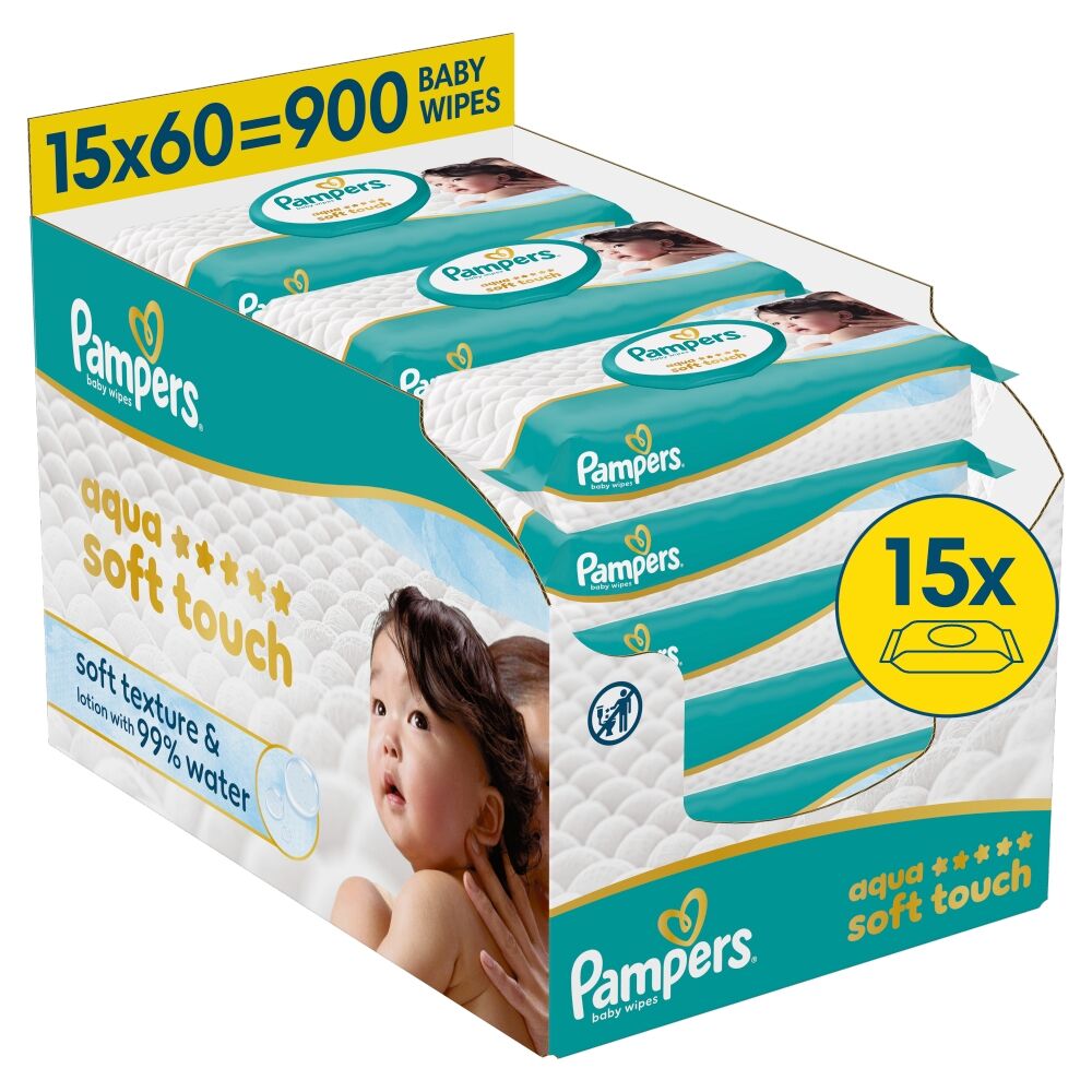 E-shop Pampers Aqua Soft Touch Detské vlhčené obrúsky 15x60ks