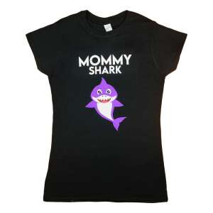 Rövid ujjú női póló cápás mintával "Mommy shark" felirattal 44278888 Női pólók