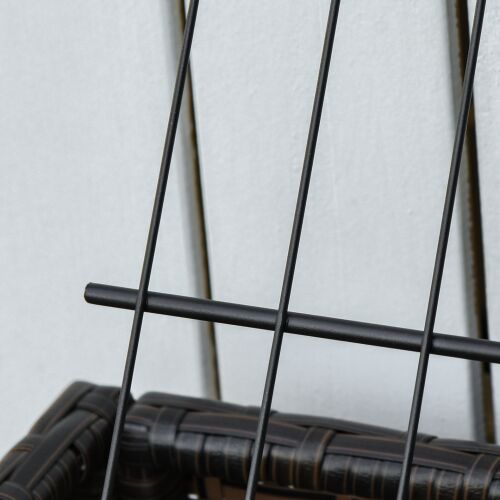 Outsunny Kültéri rattan virágtartók fém polccal, 70x30x72cm, Barna színű