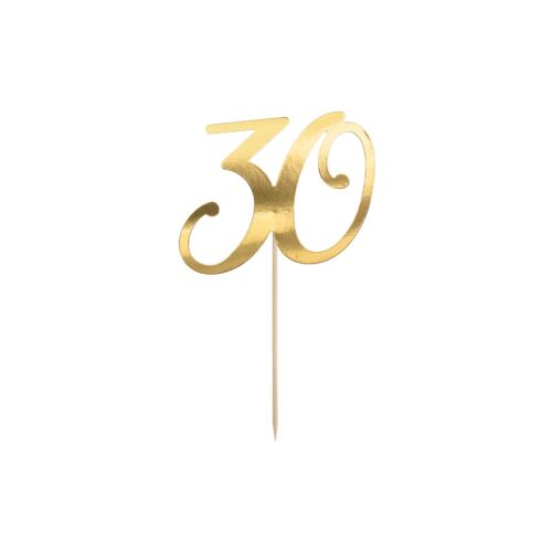 Arany '30' Tortadísz - Tortadísz '30' arany - Születésnapi gyertya és tortadísz