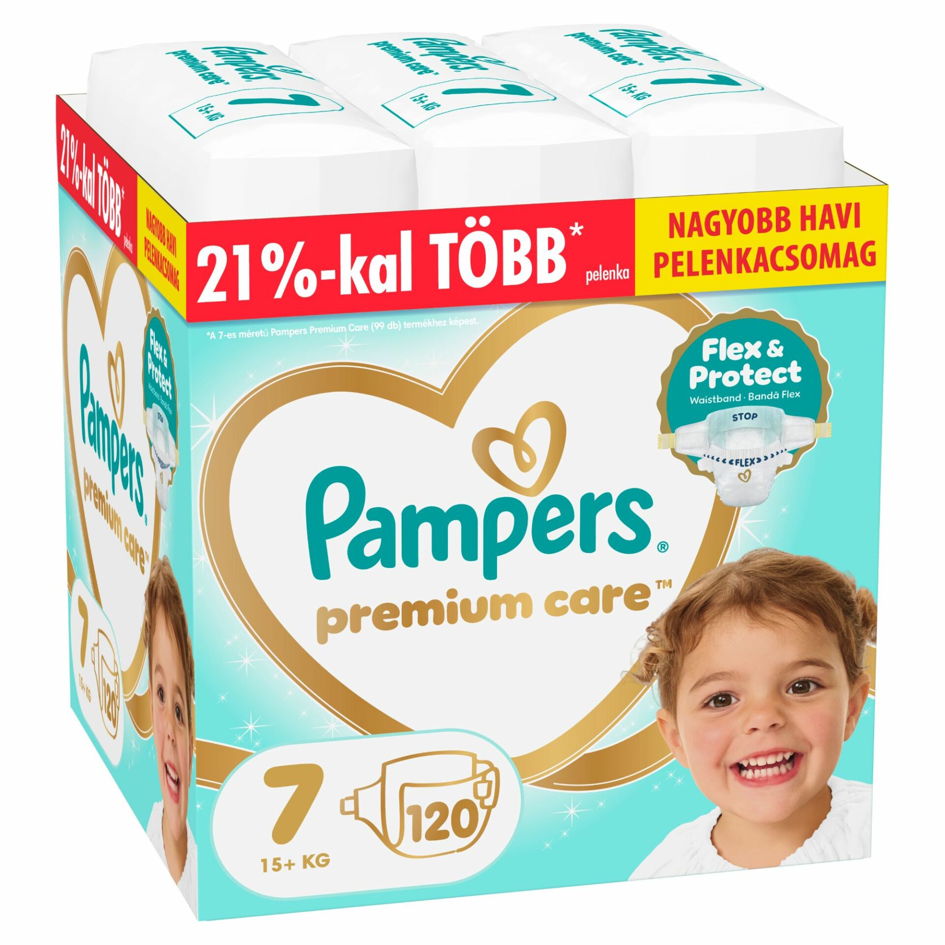 E-shop Pampers Premium Care Mesačné balenie plienok 15+ kg Junior 7 (120 ks)