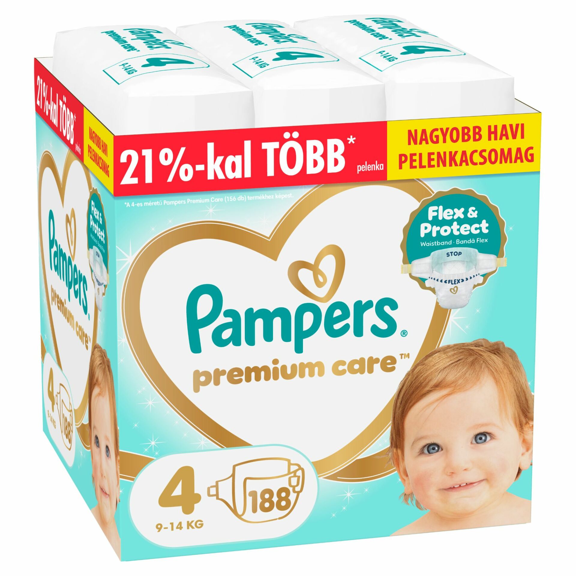 E-shop Pampers Premium Care Mesačné Balenie Plienok 9-14kg Maxi 4 (188 ks)