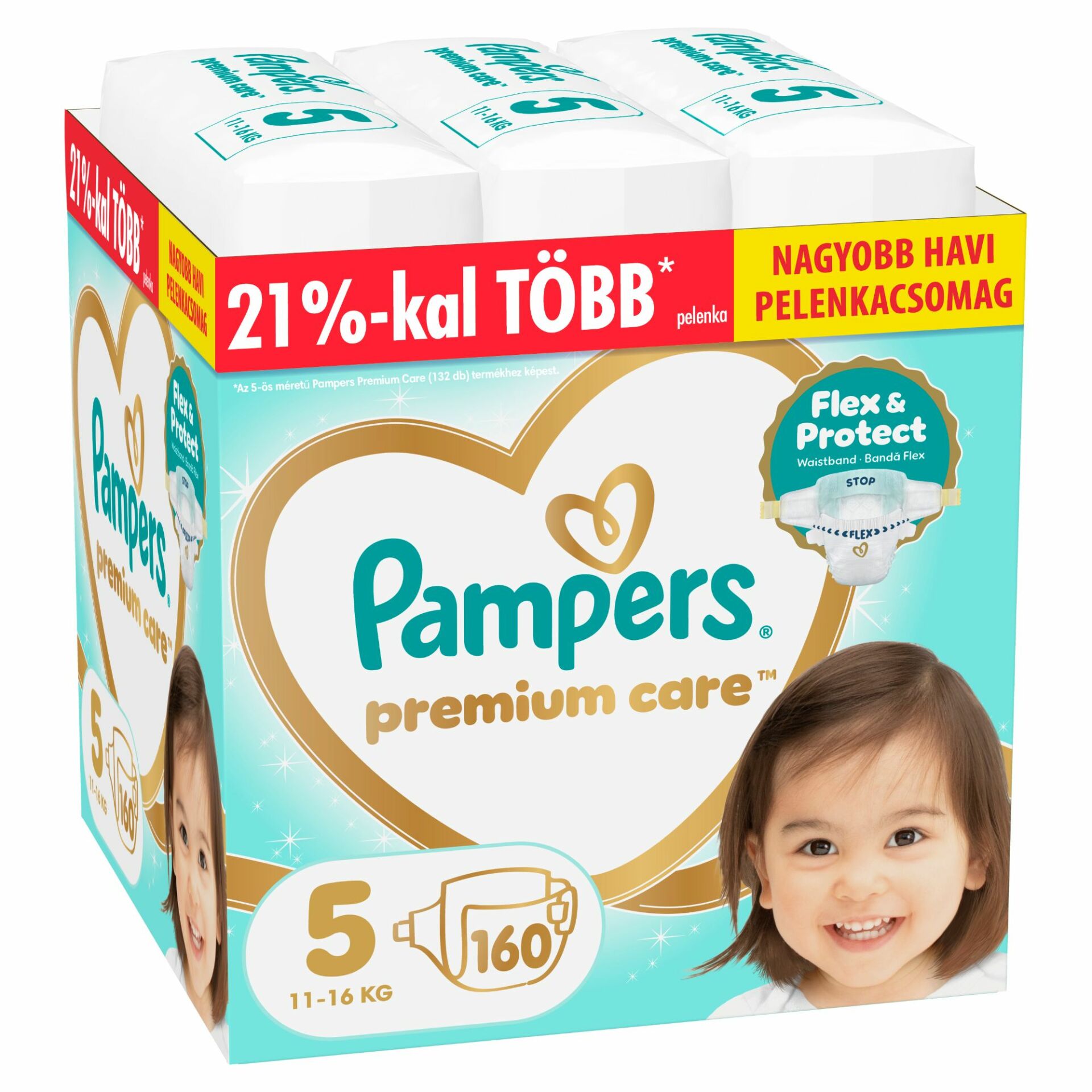E-shop Pampers Premium Care Mesačný balík plienok 11-16kg Junior 5 (160 ks)