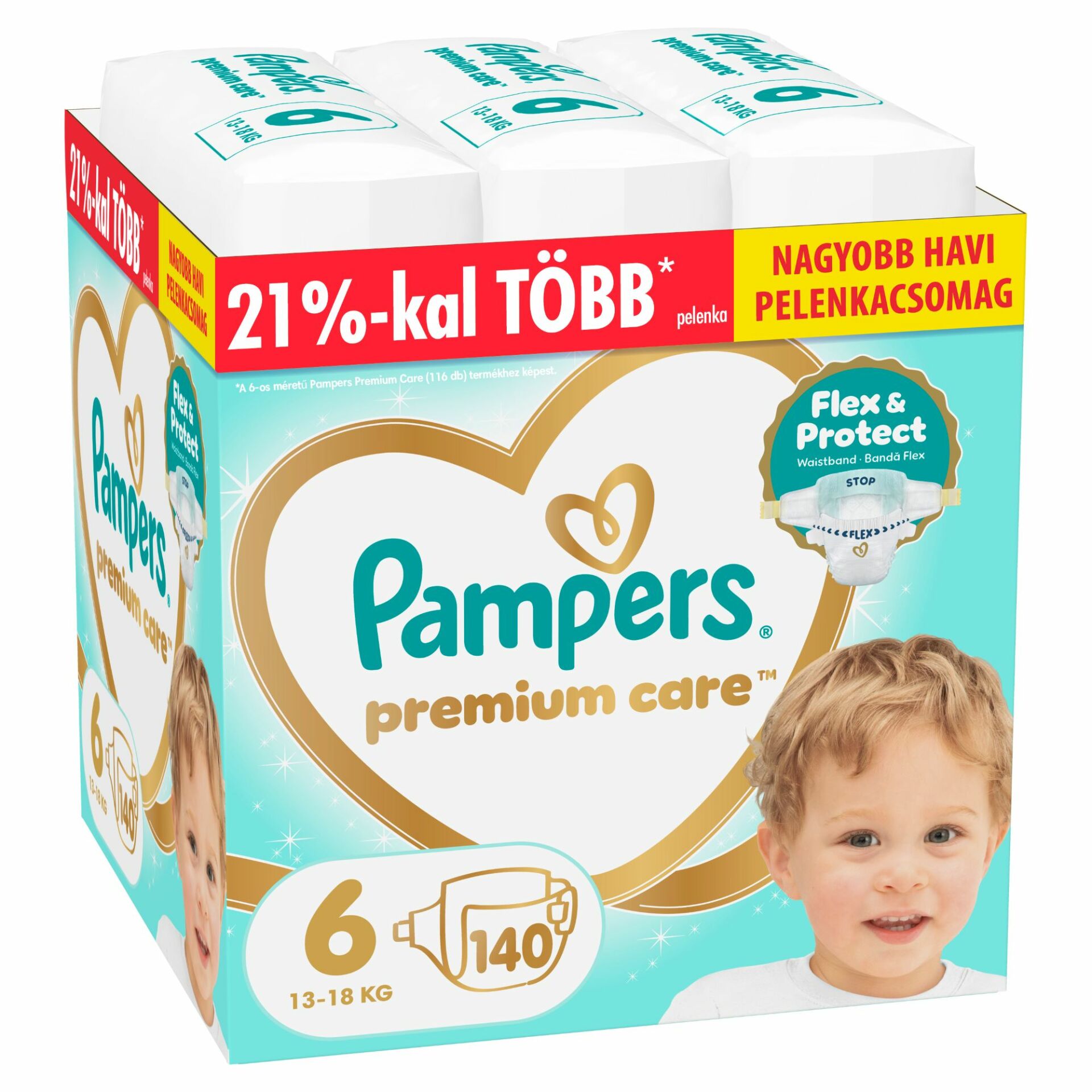 E-shop Pampers Premium Care Mesačné Balenie Plienok 13-18kg Junior 6 (140 ks)