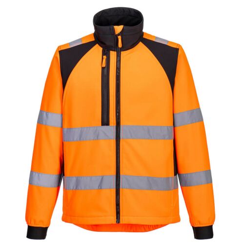 WX2 Eco Hi-Vis Softshell Kabát Narancssárga/Fekete, jól láthatósági munkaruha - Láthatósági ruházat