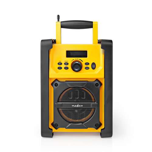 FM Radio | Desktop Design | FM | Batteriebetrieben / Netzbetrieben | Digital | 15 W | Bildschirmgröße: 2,2" | Blau-weißer Bildschirm | Bluetooth® | IPX5 | Tragegriff | Schwarz / Gelb