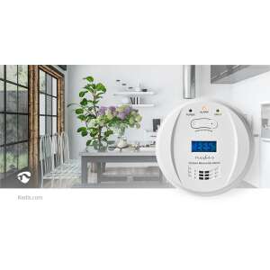 Nedis Carbon Monoxide Alarm, white, battery powered, 5 year battery life, 85 dB alarm, digital display, test button, EN 50291 certified - Carbon Monoxide Detector