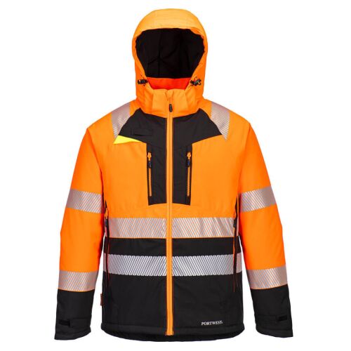 DX4 Hi-Vis Class 2 télikabát Narancs/Fekete, jól láthatósági munkaruha, szigetelt biztonsági kabát - Láthatósági ruházat