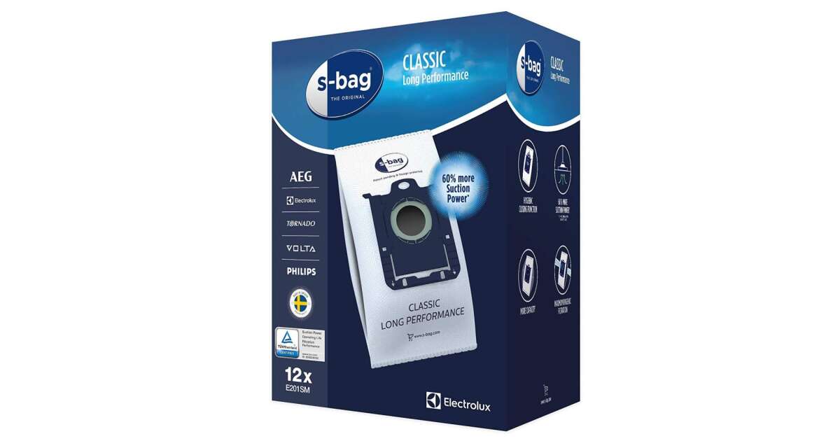 Electrolux E201SM S bag Classic Long Performance micro filter bag 12pcs
