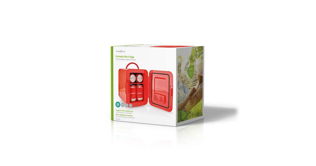 Tragbarer Mini-Kühlschrank, 4 l, AC 100 - 240 V / 12 V, Rot