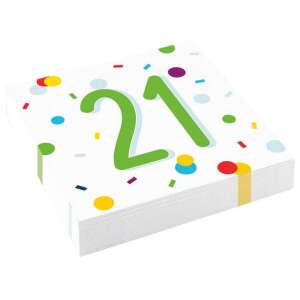 Serwetki na przyjęcie urodzinowe Happy Birthday 21, 20 sztuk, 33x33 cm - Serwetki