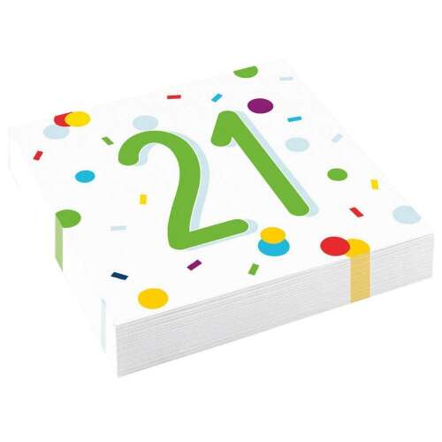 Serwetki na przyjęcie urodzinowe Happy Birthday 21, 20 sztuk, 33x33 cm