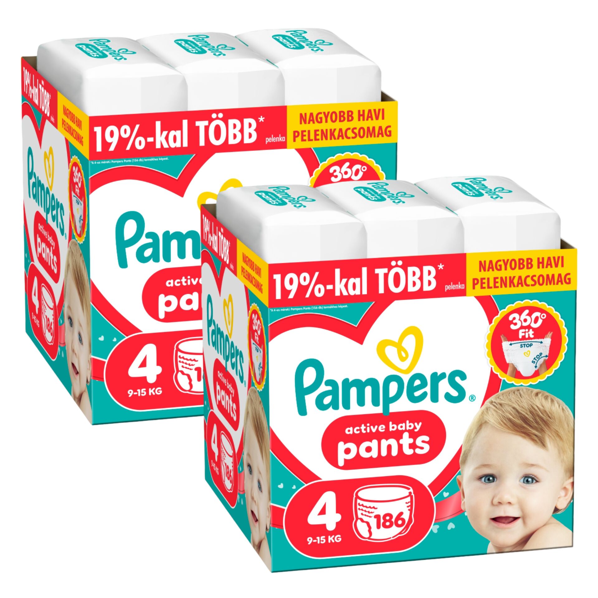 E-shop Pampers Active Baby Plienkové nohavičky 9-15kg Maxi Veľkosť 4 (372 ks)