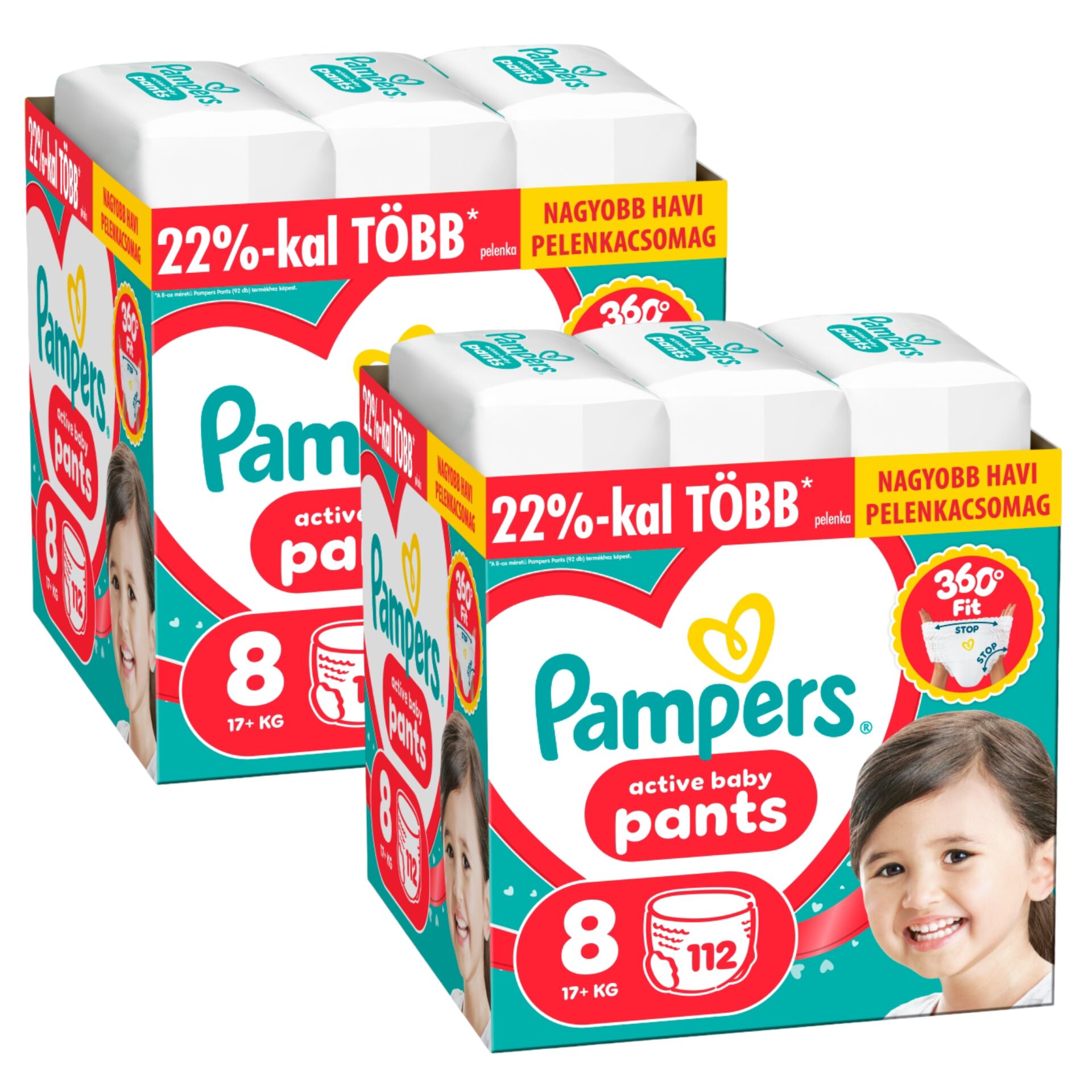 E-shop Pampers Active Baby plienkové nohavičky 17kg+ XL 8 (224 ks)