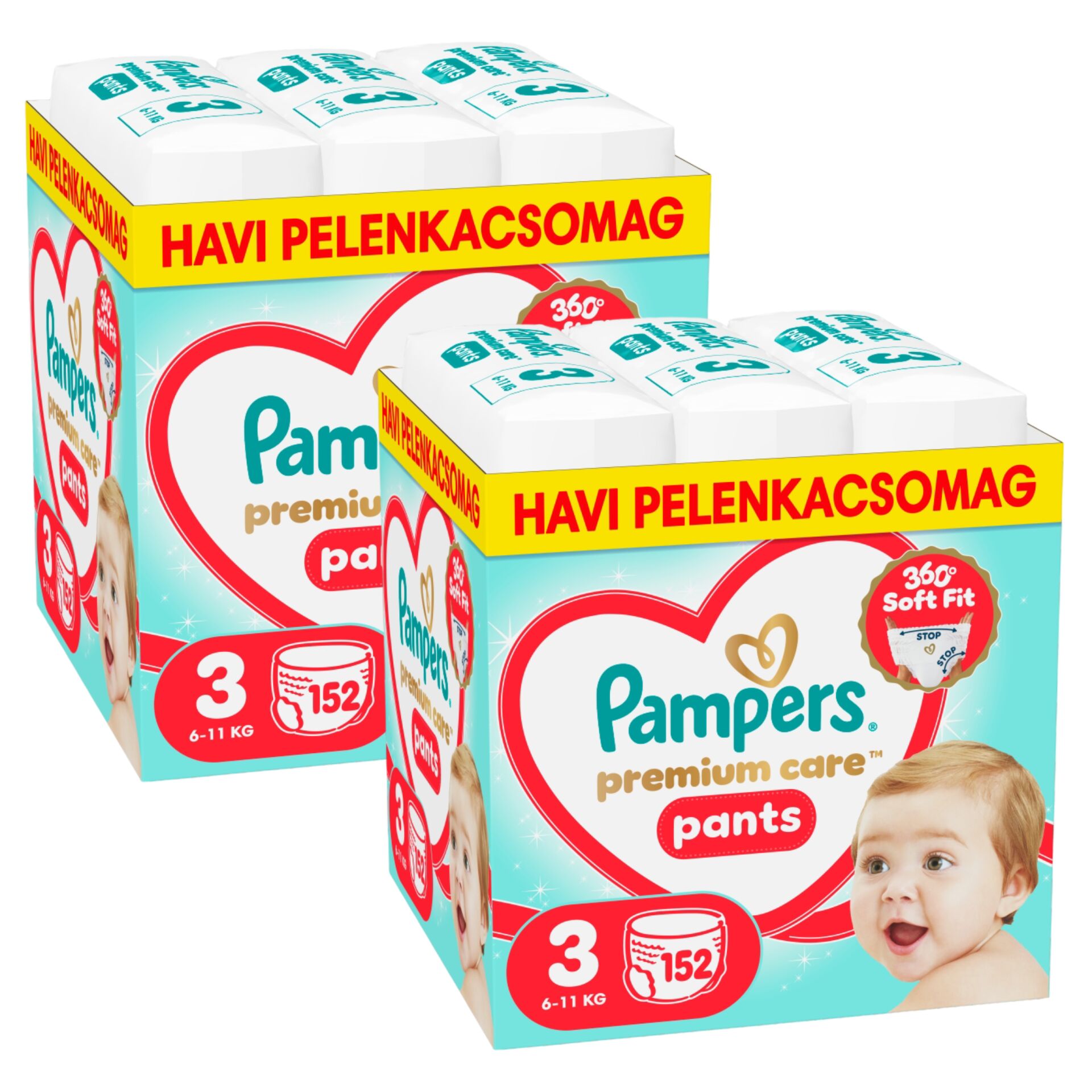 E-shop Pampers Premium Care Nohavičkové plienky 6-11kg Midi 3 (304ks)