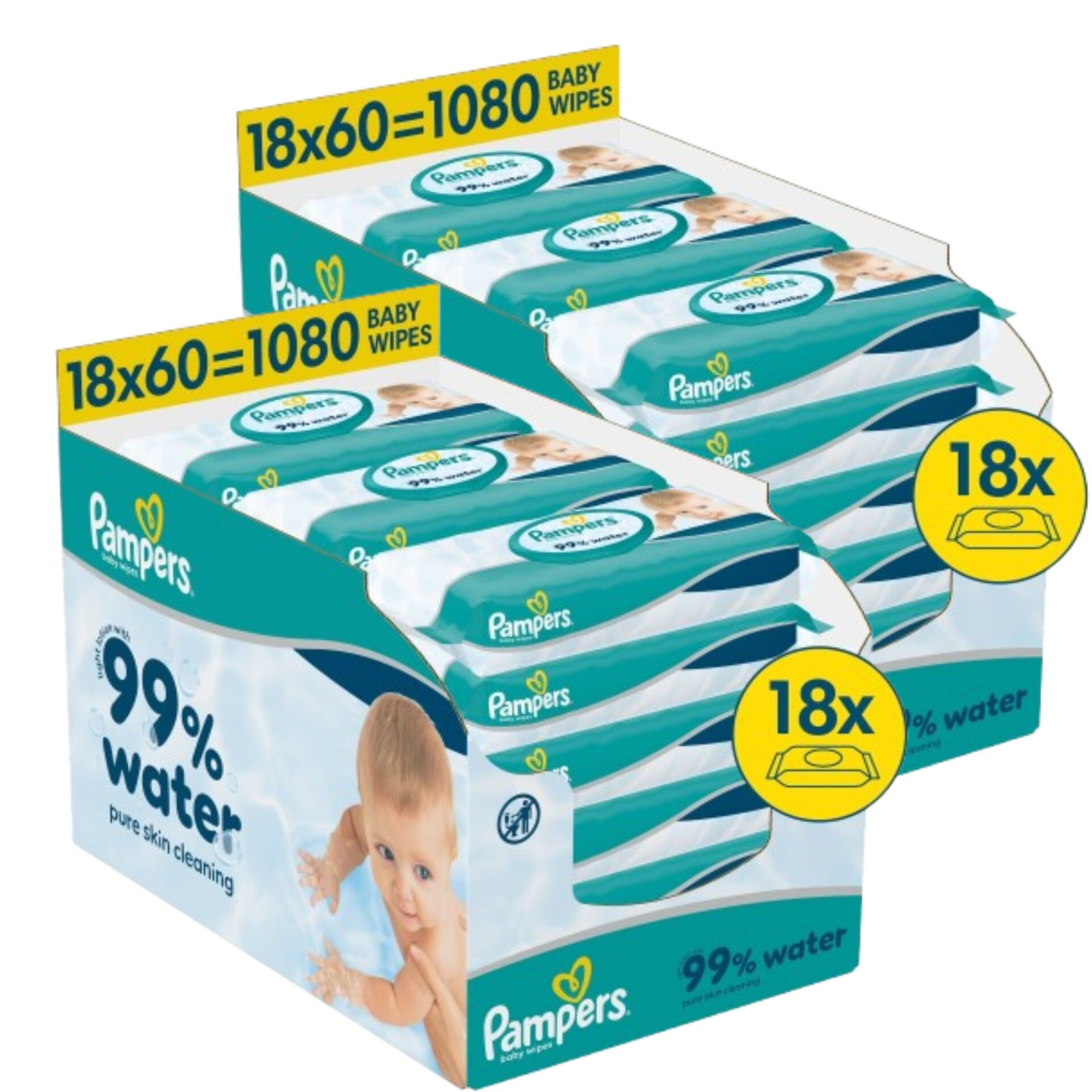 E-shop Pampers Detské Vlhčené Obrúsky na Vodnej Báze 99%, 2x1080ks