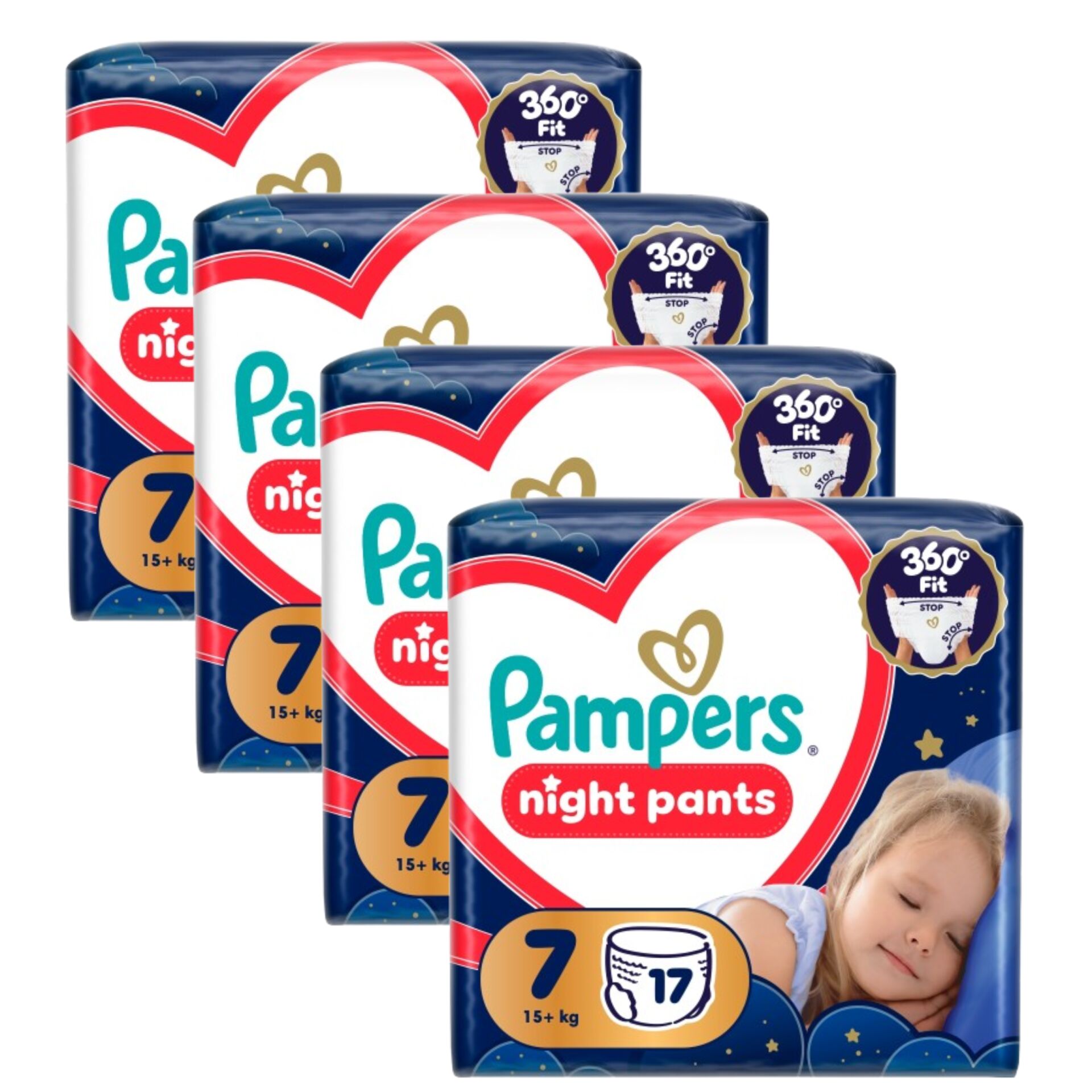 E-shop Pampers Night Plenkové nohavičky 15kg+ Junior 7 (68 ks)