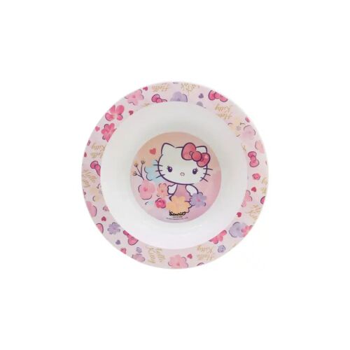 Hello Kitty műanyag mélytál gyerekeknek, aranyos virágos dizájnnal - Gyerek tányér