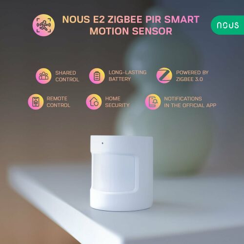 NOUS E2 ZigBee PIR okos mozgásérzékelő fehér felületen - Nous