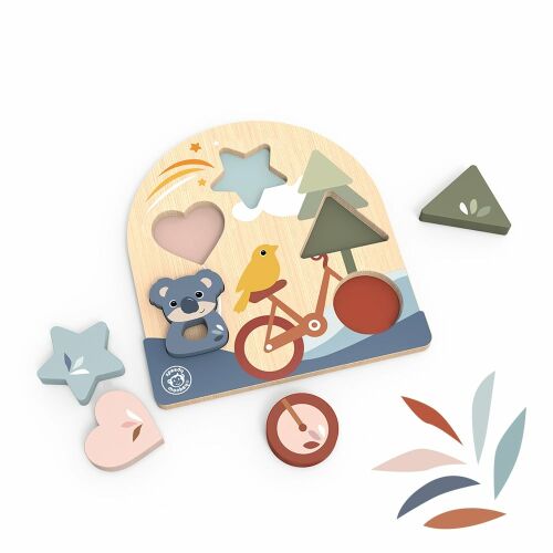 Speedy Monkey fa forma válogató puzzle, korai fejlesztő játék, koala madár bicikli formák - Formaválogató játék