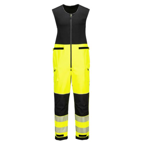 Portwest PW3 Hi-Vis vízálló overál, sárga és fekete, jól láthatósági munkaruházat. - Portwest