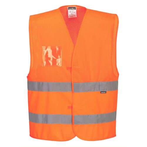 HI-VIS narancssárga hálós biztonsági mellény építőmunkásoknak, forgalomirányításhoz és útépítéshez - Láthatósági ruházat