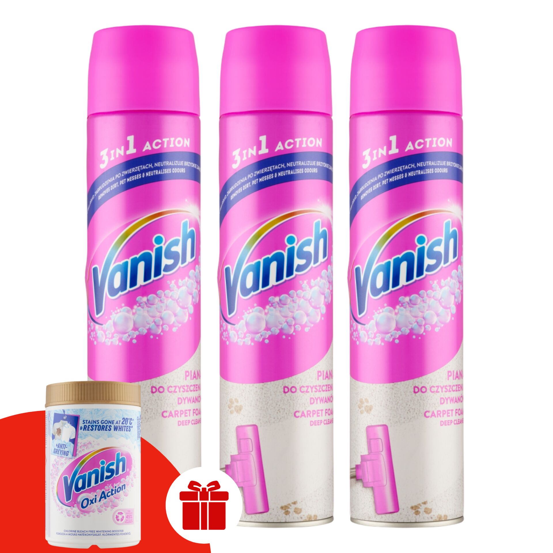 E-shop Vanish 3in1 Action Pena na čistenie kobercov a čalúnenia 3x600ml...