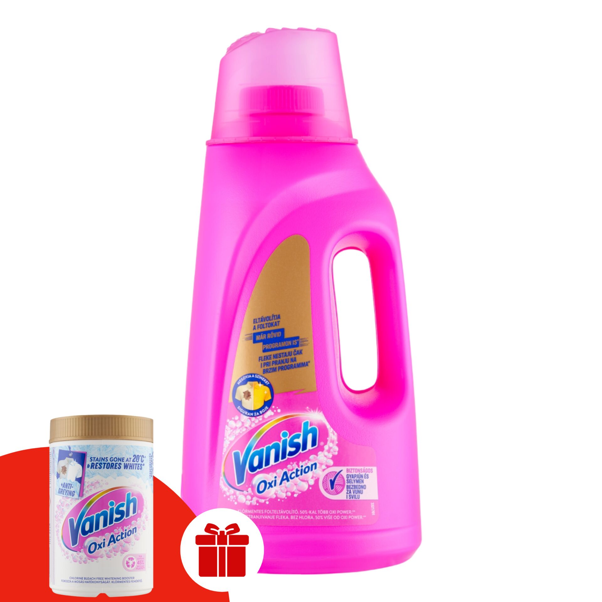 E-shop Vanish Oxi Action Tekutý odstraňovač škvŕn Ružový 2l + Darček Van...