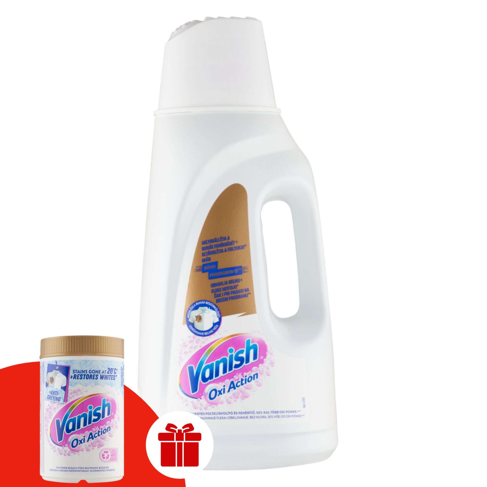 E-shop Vanish Oxi Action Tekutý odstraňovač škvŕn a bielidlo 2L + Darček...