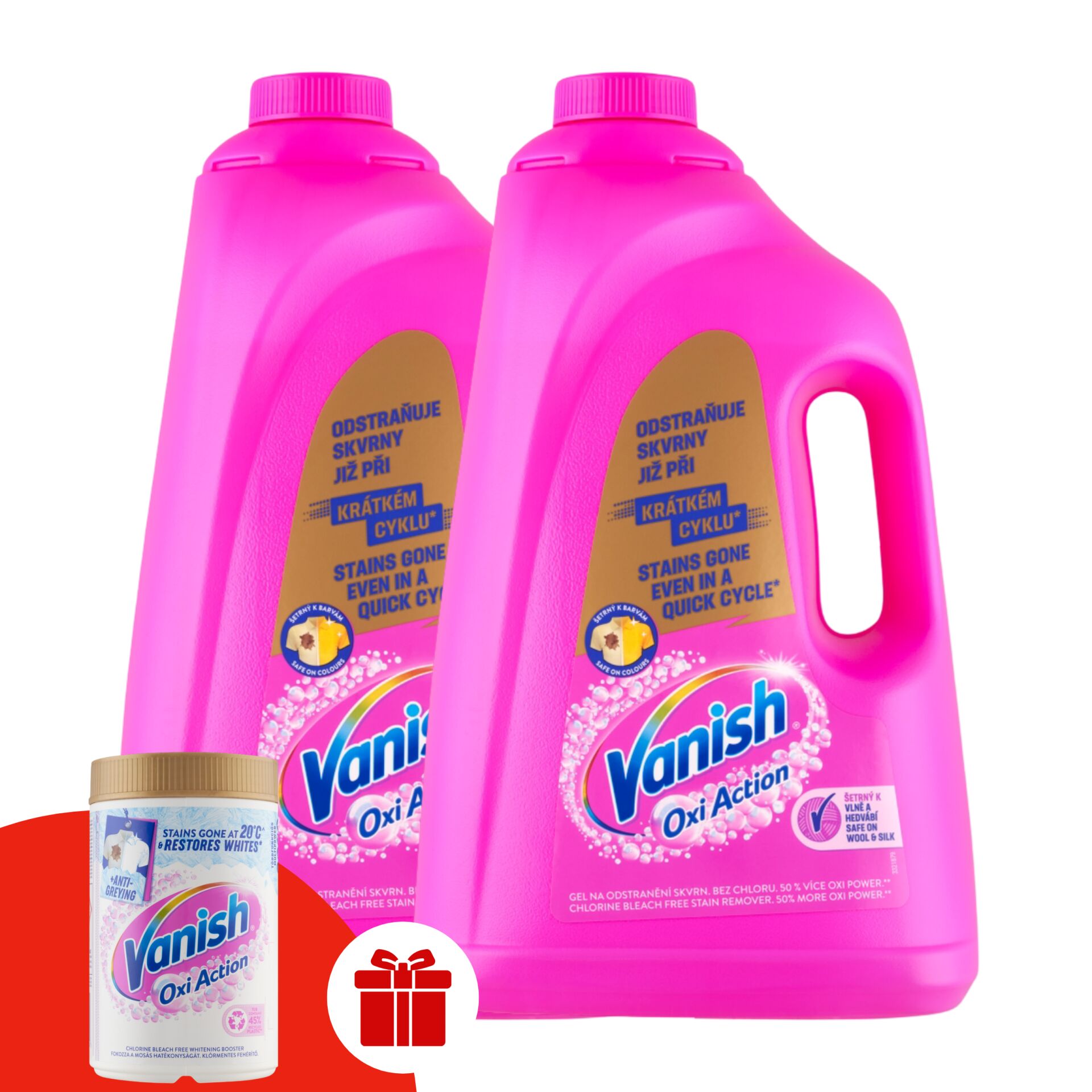 E-shop Vanish Pink tekutý odstraňovač škvŕn 2x4L + Darček Vanish Oxi Act...
