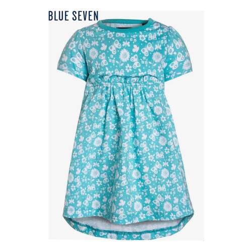 Blue Seven türkiz nyári ruha pillangó és virág mintával kislányoknak, 3-6 hónapos méret (68 cm) - Kislány ruha