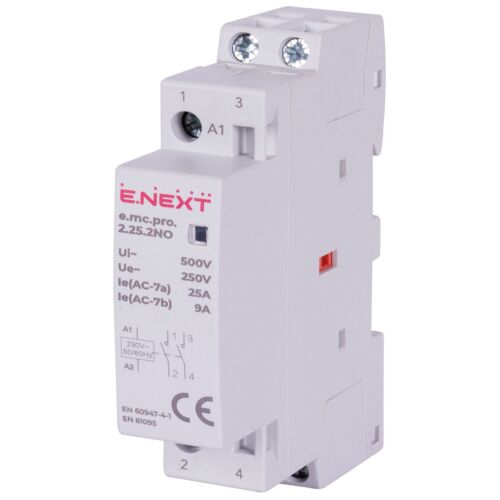E.NEXT p005201 PRO 2P 25A 2NO 230V AC Moduláris kontaktor világításhoz és automatizáláshoz - Áram-védőkapcsoló